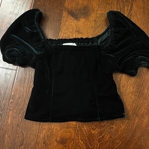 GAP Black Short Puff Sleeve Blouse